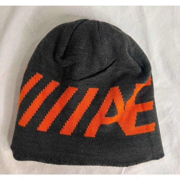 American Eagle Outfitters Ski Cap Men's One Size Gray Orange Logo Reversible - Picture 1 of 7